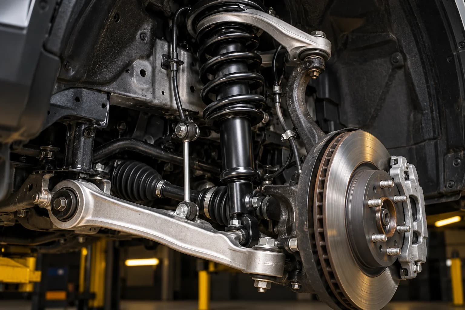 Illustration: suspension strut and control arm